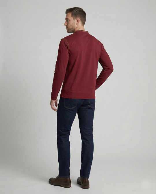 Herren Langarmshirt mit lässigem Stehkragen und kontrastierenden Akzenten EB