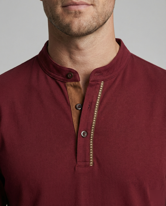 Herren Langarmshirt mit lässigem Stehkragen und kontrastierenden Akzenten EB