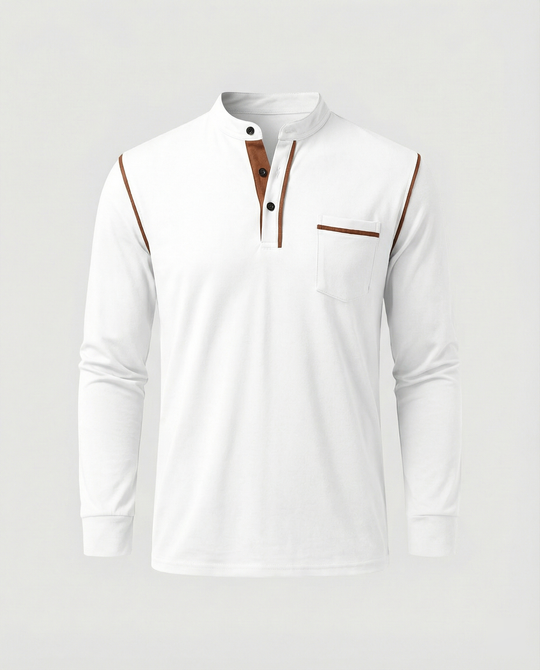 Herren Langarmshirt mit lässigem Stehkragen und kontrastierenden Akzenten EB