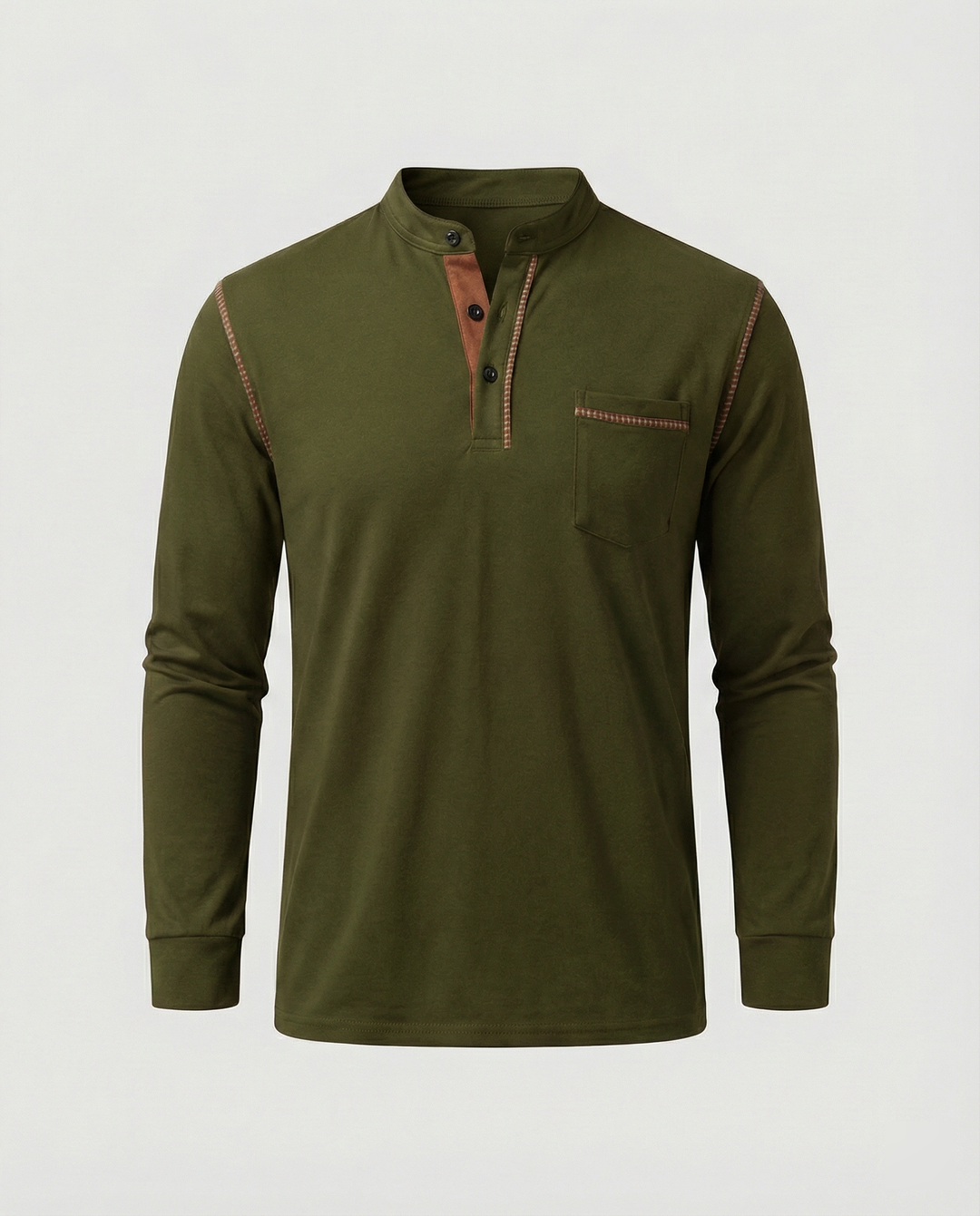 Herren Langarmshirt mit lässigem Stehkragen und kontrastierenden Akzenten EB