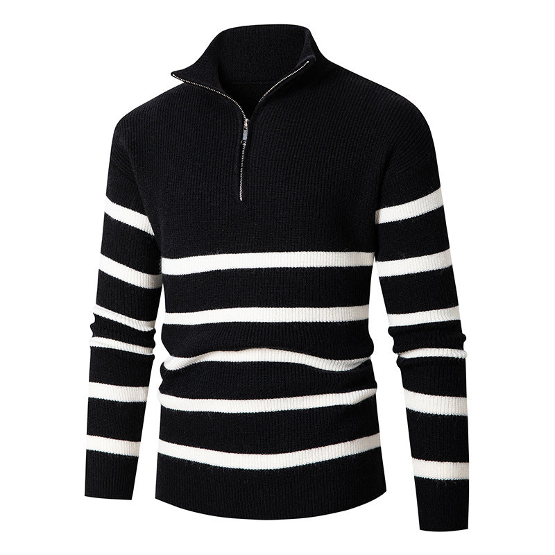 Herren Strickpullover mit Stehkragen und sportlichem Reißverschluss EB