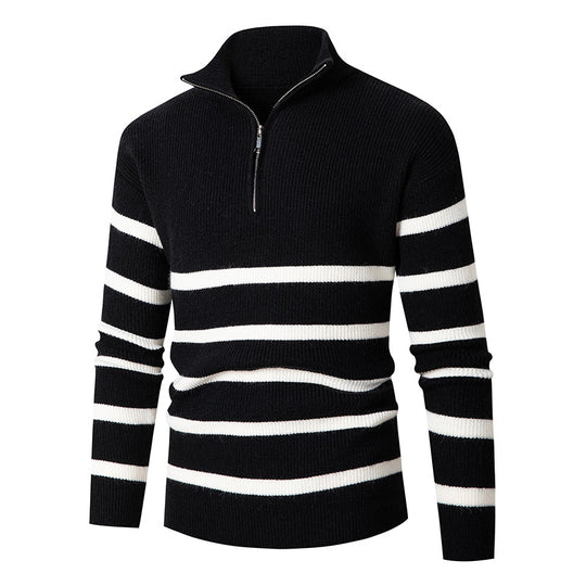 Herren Strickpullover mit Stehkragen und sportlichem Reißverschluss EB