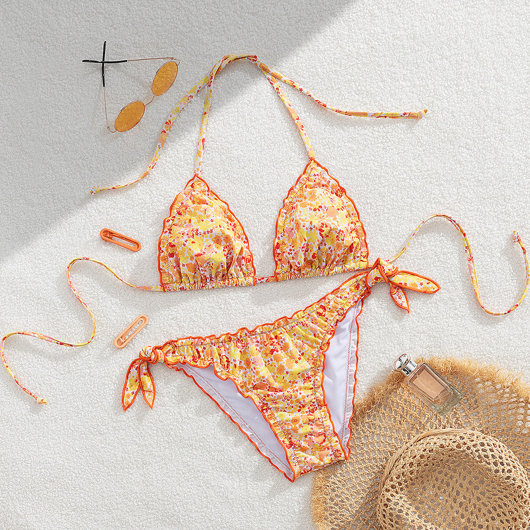 Damen floral gemusterter Triangel-Bikini EB