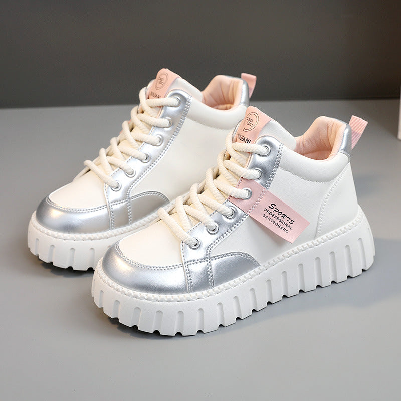 Damen Modische High-Top Sneakers mit sportlichem Design und robustem Sohlenprofil EB