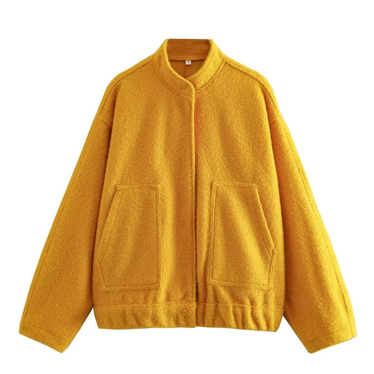 Damen Oversized Wolljacke im schlichten Design EB