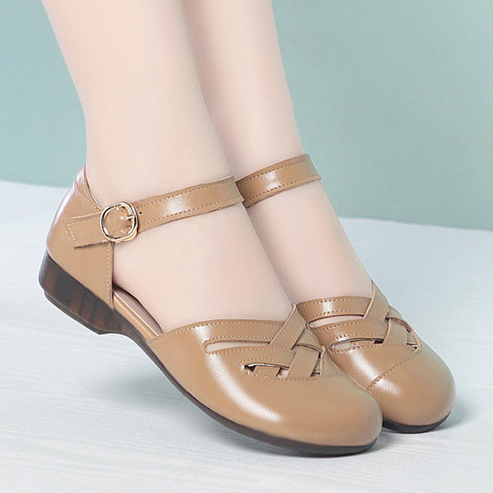 Damen modische Ballerinas mit Riemchen und offenem Schnitt EB