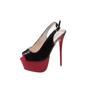 Damen Peeptoe-Plateau-Pumps mit schickem Slingback und hohem Absatz EB