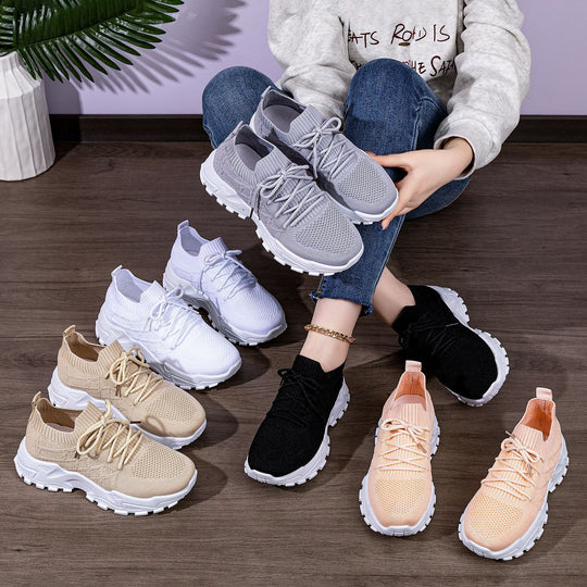 Damen Sportliche Strick-Sneaker mit rutschfester Laufsohle EB
