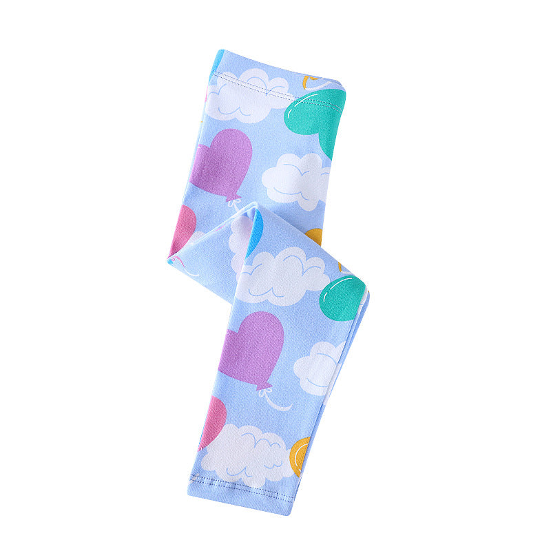 Mädchen Leggings mit fröhlichem Herz- und Wolkenmotiv EB