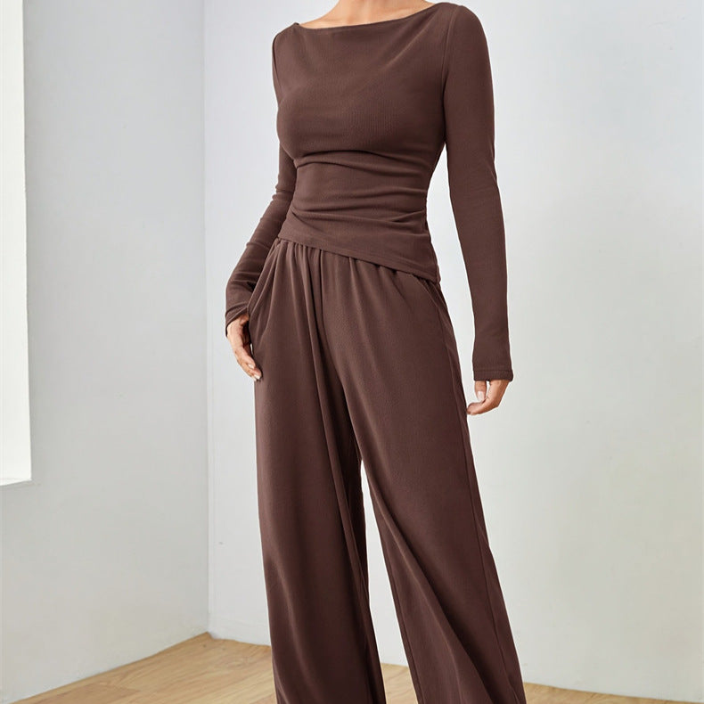 Damen Lässiges Oberteil und weite Hose Set EB