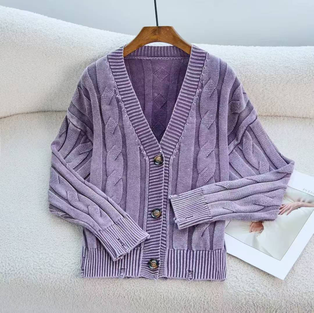 Damen offene Strickjacke mit Zopfmuster und zeitlosem Design EB