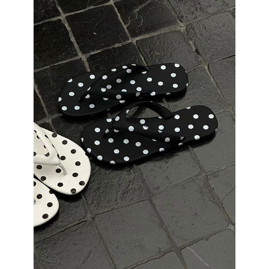 Damen trendige Zehentrenner-Sandalen mit Polka-Dots-Dekor EB