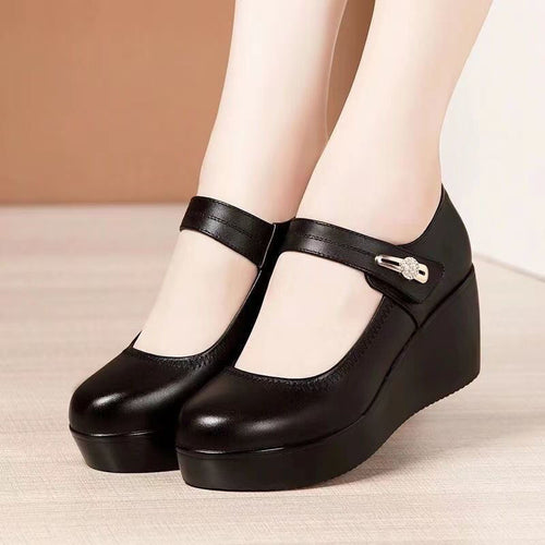 Damen Elegante Plateauschuhe mit modischem Riemen und luxuriösem Absatz EB