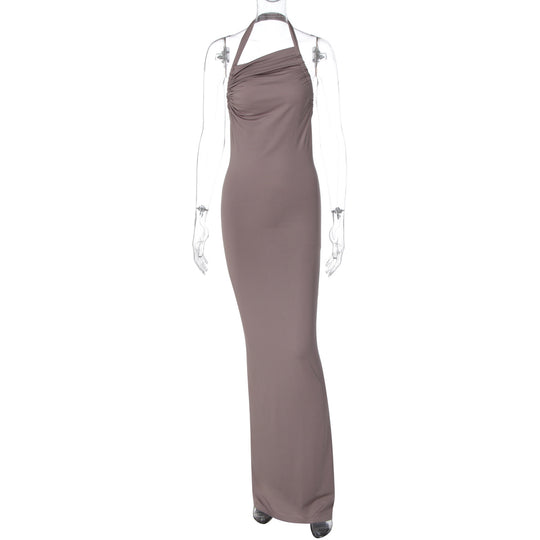 Damen trägerloses Maxikleid mit elegantem Drapé EB