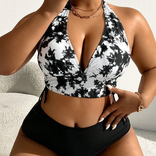 Damen Hochgeschnittener Bikini mit floralem Muster EB