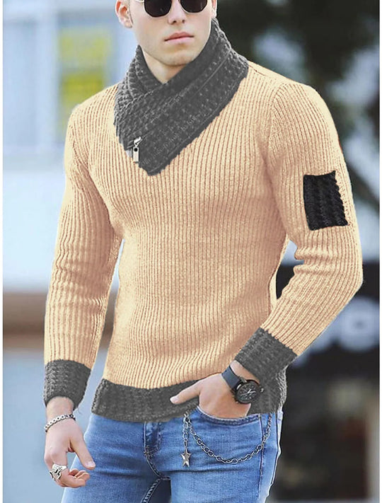 Herren strukturierter Pullover mit modernem Stehkragen EB