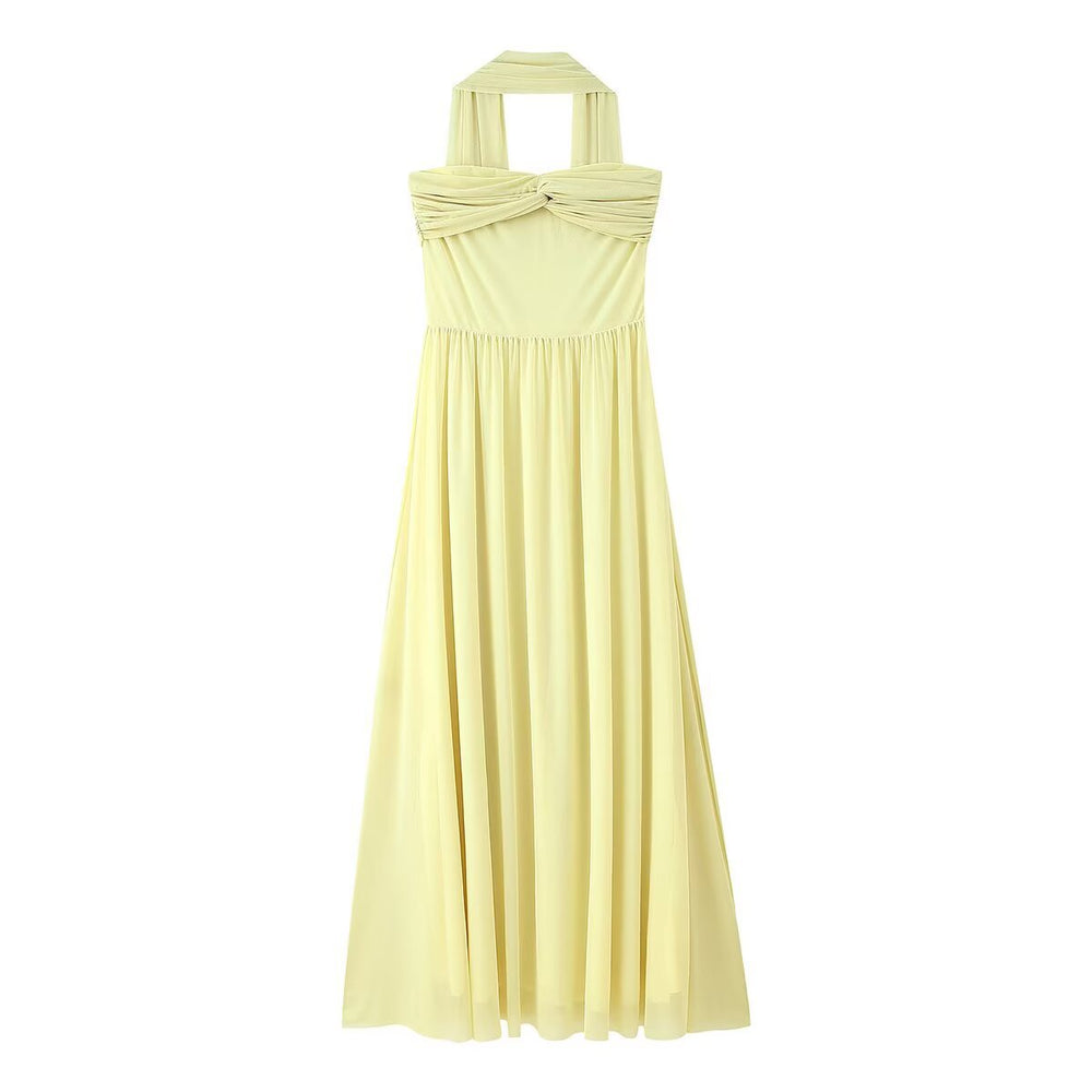 Damen Maxikleid mit eleganter Schulterpartie und fließendem Rock EB