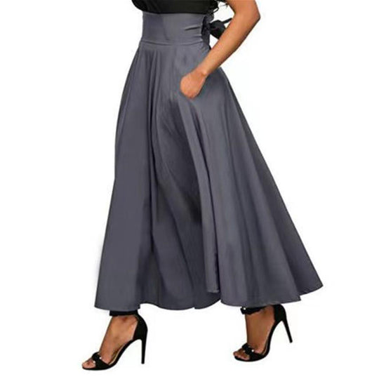 Damen weit geschnittene Palazzo-Hose mit eleganten Taschen und hohem Bund EB