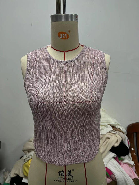 Damen glitzerndes Stricktop mit gerafftem Minirock EB