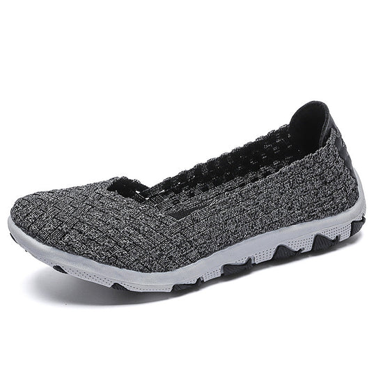 Damen nan gestrickter Slip-On Freizeitschuh mit geflochtenem Obermaterial und rutschfester Flexsohle EB
