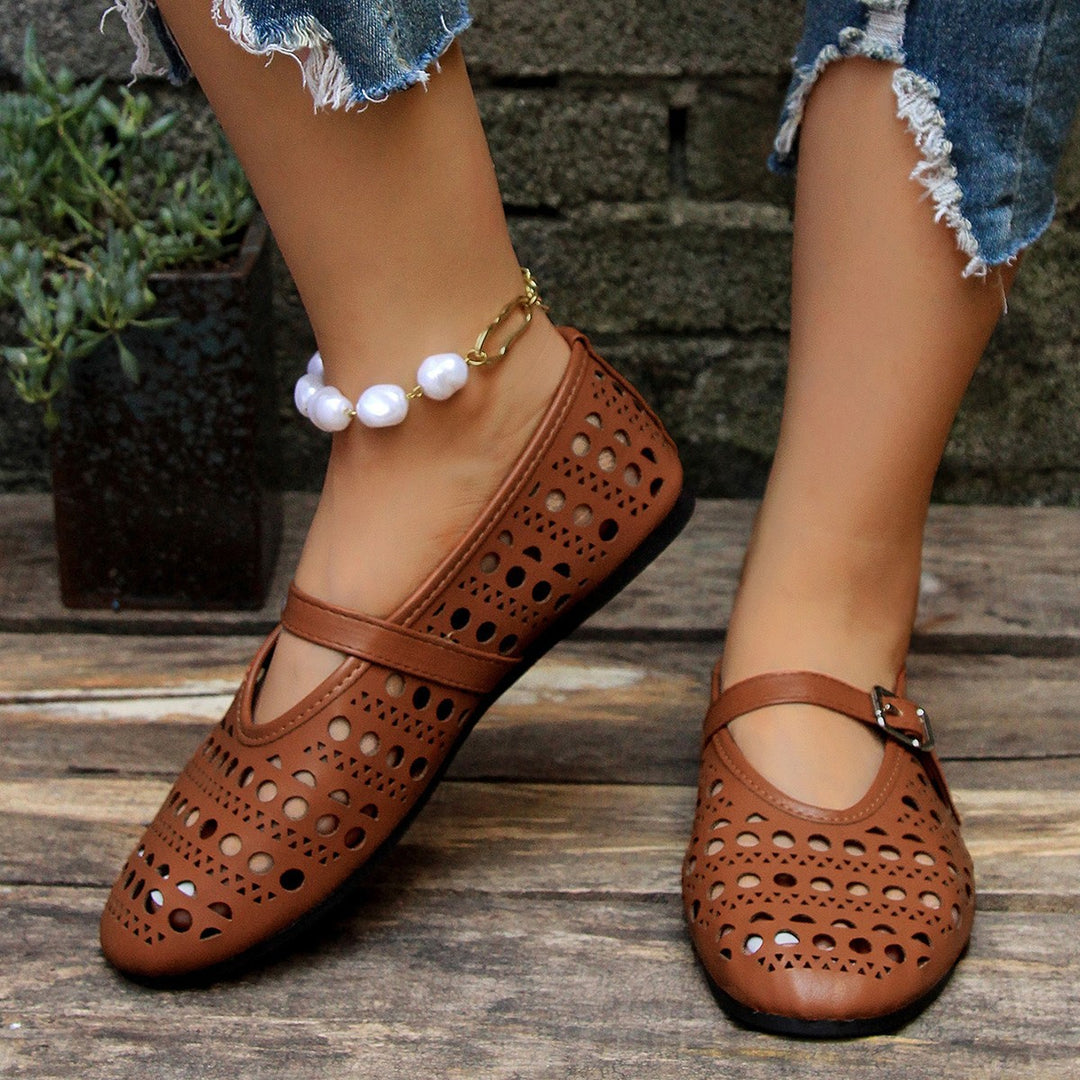 Damen komfortable Halbschuhe mit atmungsaktivem Design und verstellbarem Riemchen EB