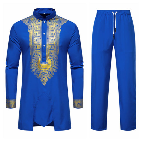 Herren elegante Tunika mit kunstvoller Stickerei und passender Hose EB