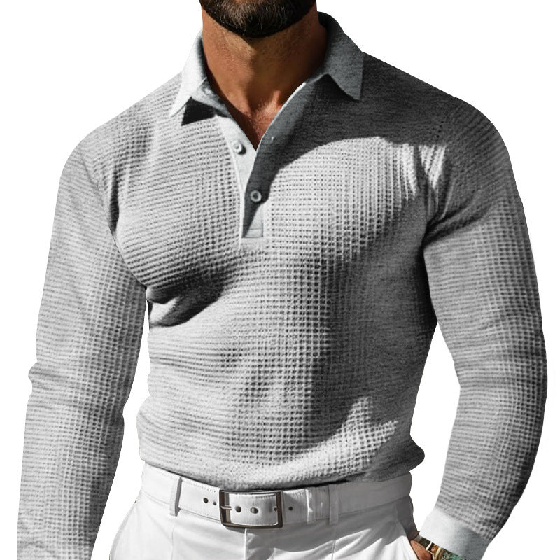 Herren Langarm-Poloshirt mit strukturiertem Design und klassischem Kragen EB
