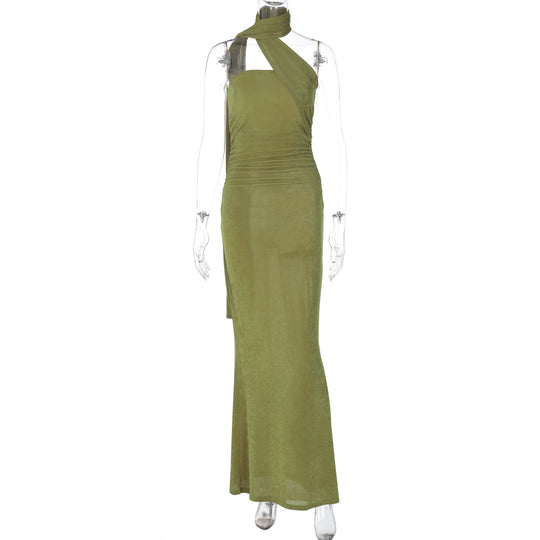 Damen Elegantes Abendkleid mit schulterfreiem Halterdesign und figurschmeichelnder Drapierung EB