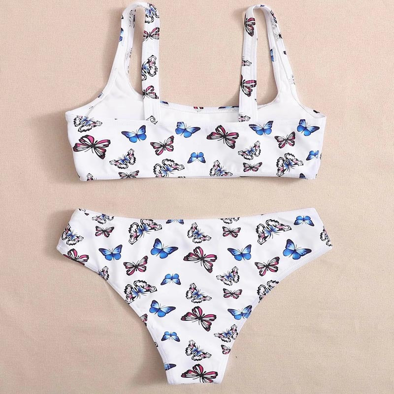 Damen Bikini-Set mit buntem Schmetterlingsmuster EB