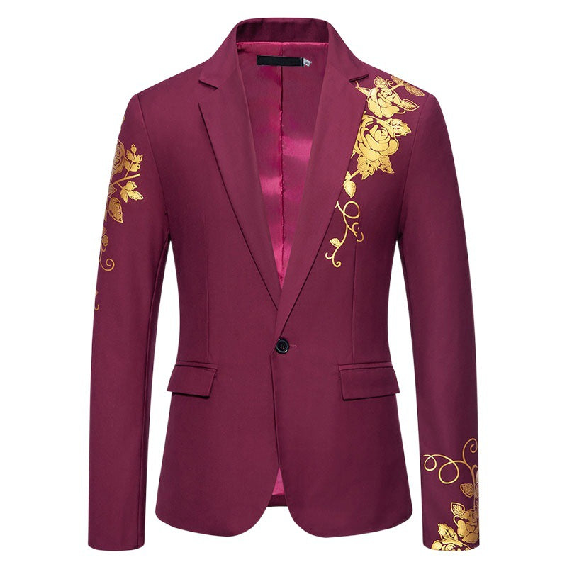 Herren nan einreihiges Sakko mit schmalem Revers und goldenem Rosenprint EB