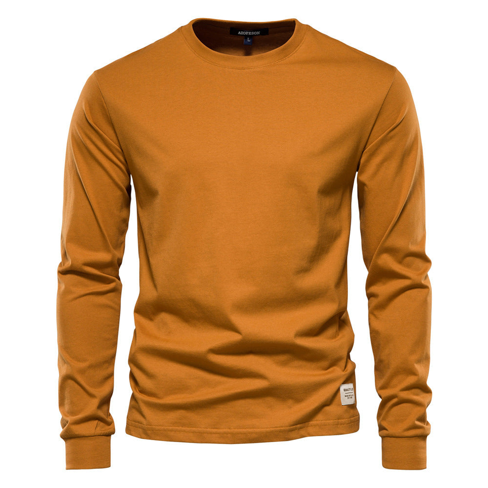 Herren nan klassisches langärmliges Baumwollshirt mit Rundhalsausschnitt und elastischen Bündchen EB