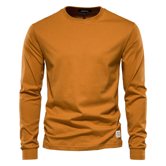 Herren nan klassisches langärmliges Baumwollshirt mit Rundhalsausschnitt und elastischen Bündchen EB