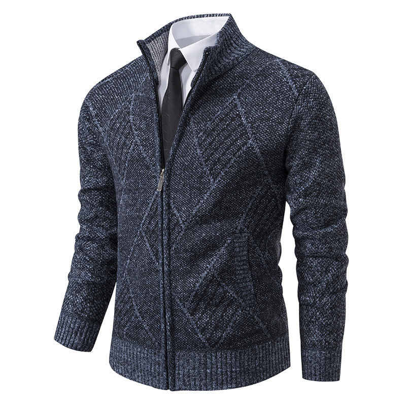 Herren Strickjacke mit modernem Muster und schmalem Schnitt EB