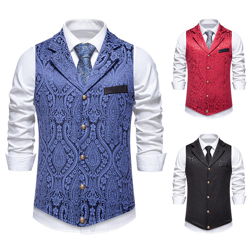 Herren elegante Anzugweste mit feinem Floral-Muster und hochwertiger Verarbeitung EB