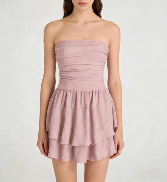 Damen Wickelkleid mit gerafftem Oberteil und fließendem Rock EB