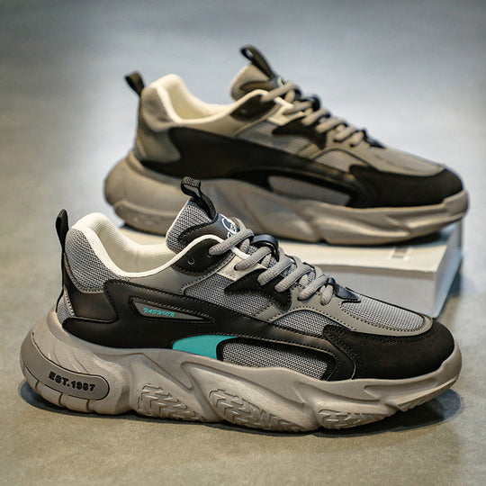 Herren modische Chunky-Sneaker mit verstärkten Overlays, atmungsaktiver Meshkonstruktion und gedämpfter EVA-Plateausohle EB