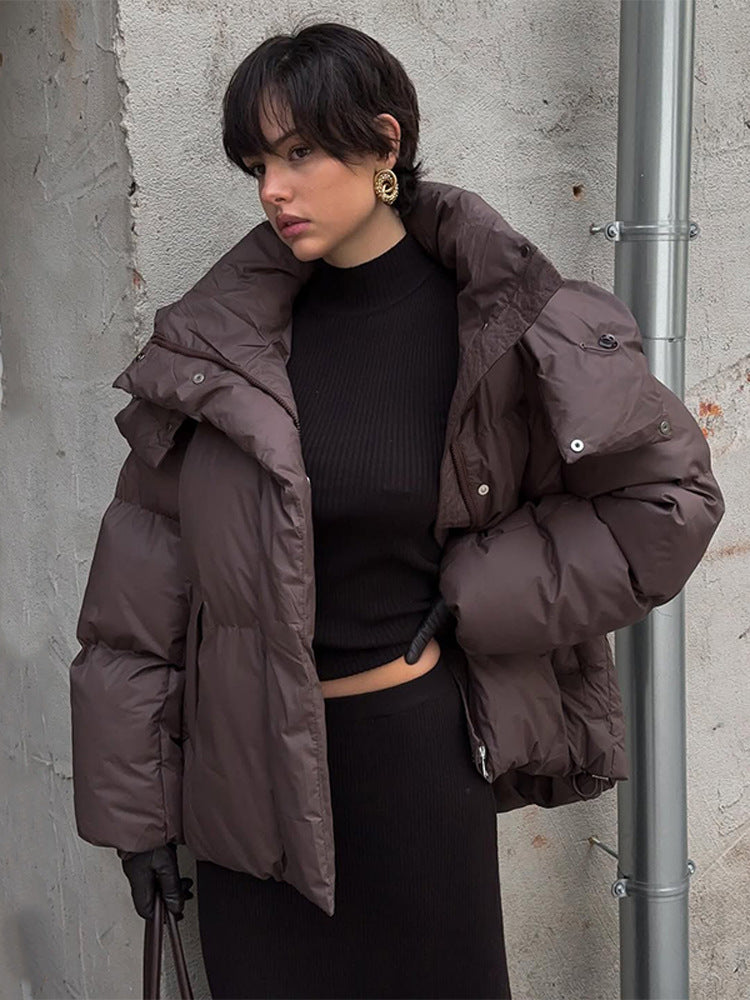 Damen Oversized Daunenjacke mit modischem Stehkragen EB