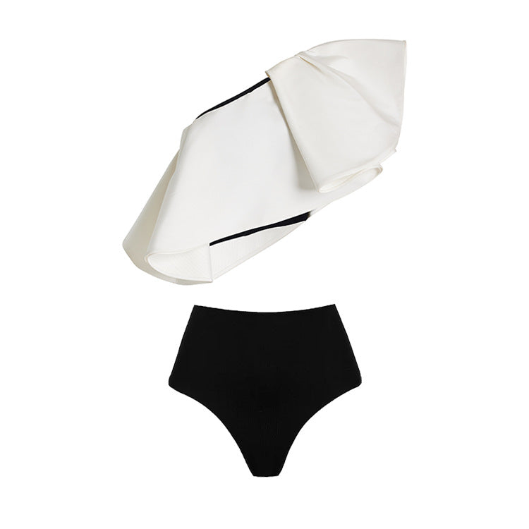 Damen Badeanzug Set mit modischem Wickelrock und eleganter Rüschen-Top EB