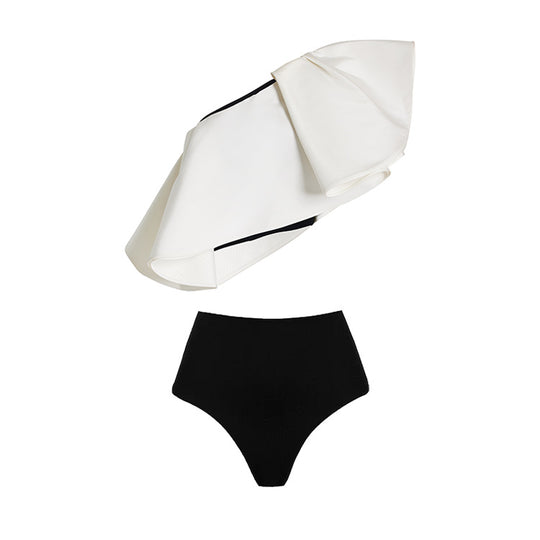Damen Badeanzug Set mit modischem Wickelrock und eleganter Rüschen-Top EB