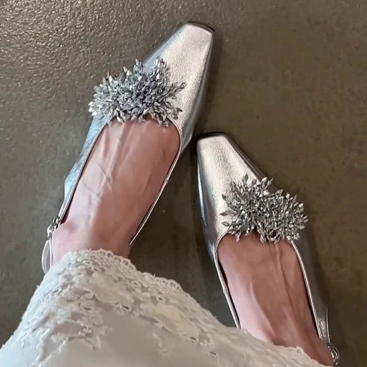 Damen Slingback-Pumps mit funkelnden Zier-Elementen und modischem Blockabsatz EB