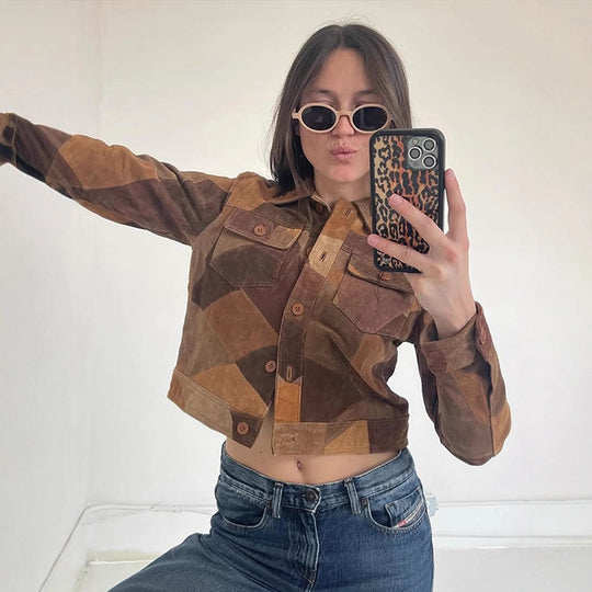 Damen cropped Wildlederjacke EB