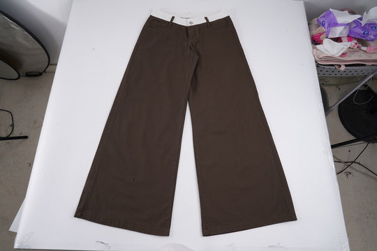 Damen nan Highwaist-Culottehose mit weitem Bein und kontrastierendem Bunddetail EB