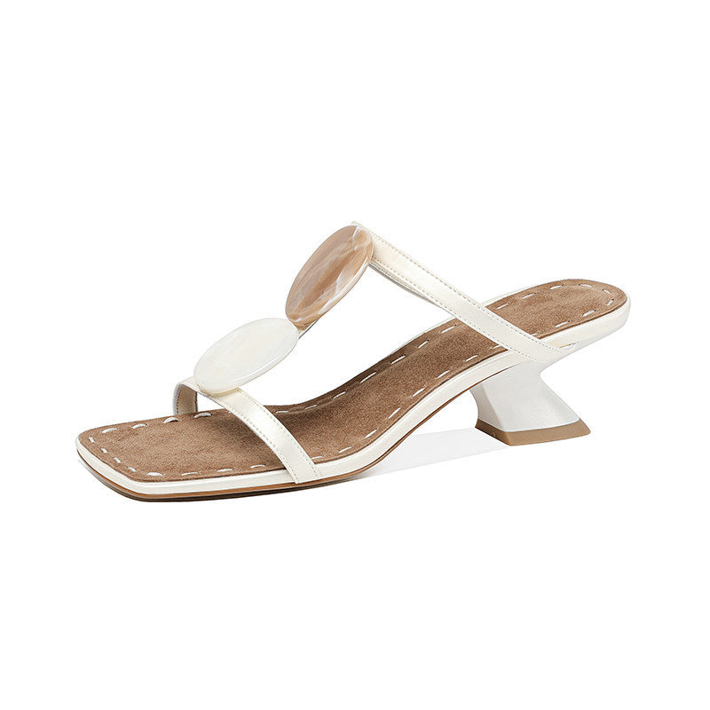 Damen Slingback-Pantoletten mit modischem Steg-Design und komfortablem Blockabsatz EB