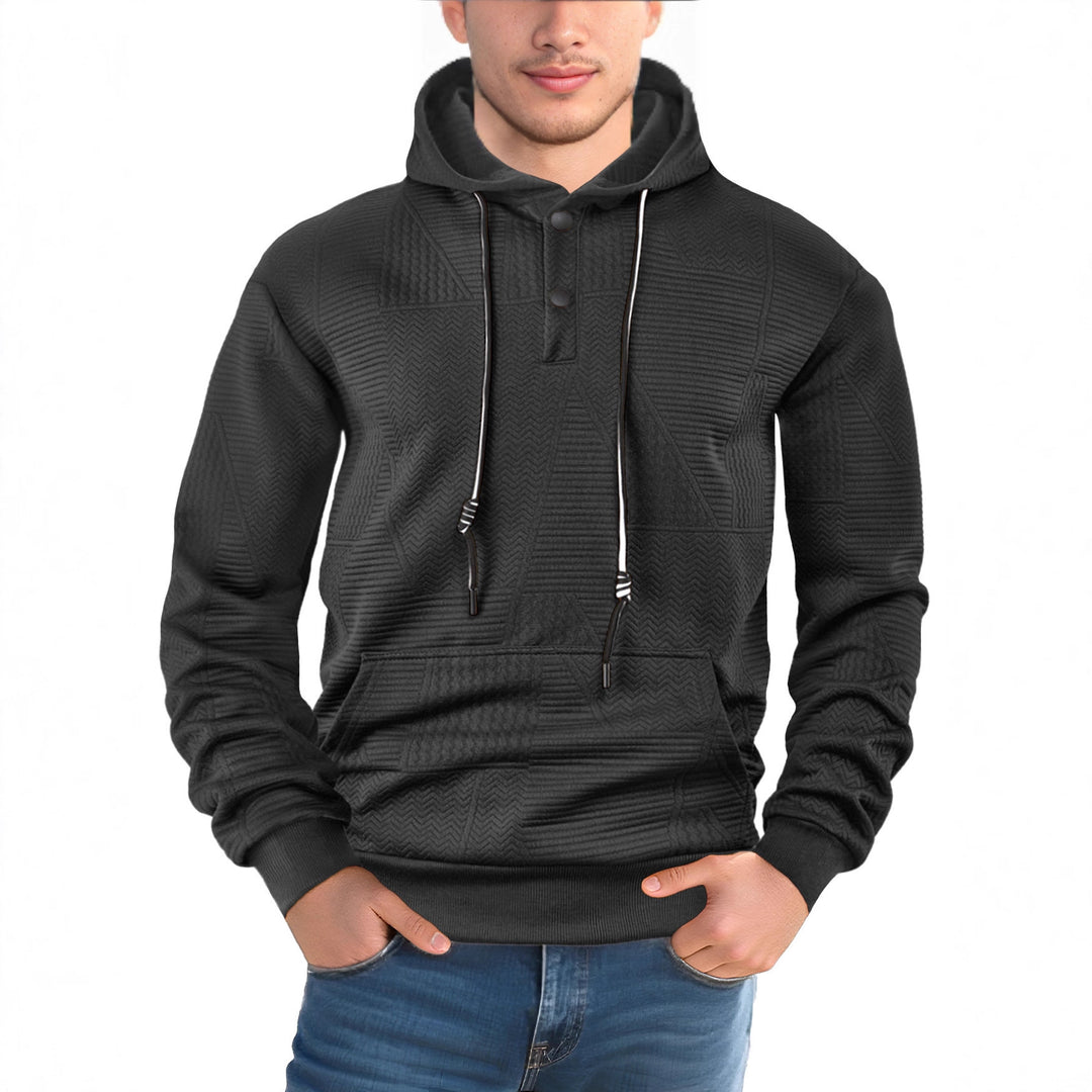 Herren modischer Kapuzenpullover mit strukturiertem Gewebe und Knopfleiste EB
