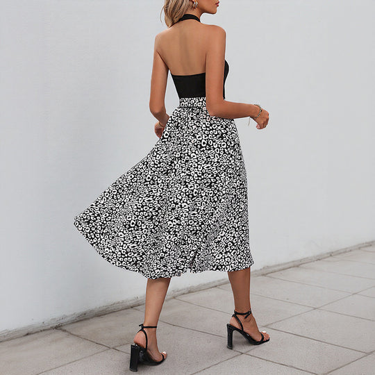 Damen Midi-Rock mit floralem Print und elastischem Bund EB