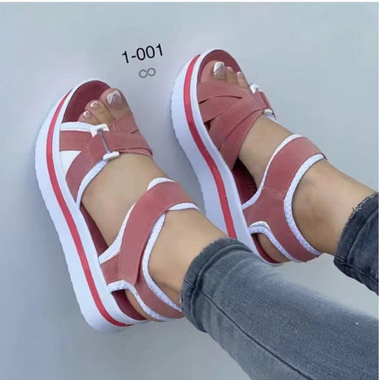 Damen sportliche Wedge-Sandalen mit verstellbarem Riemen EB