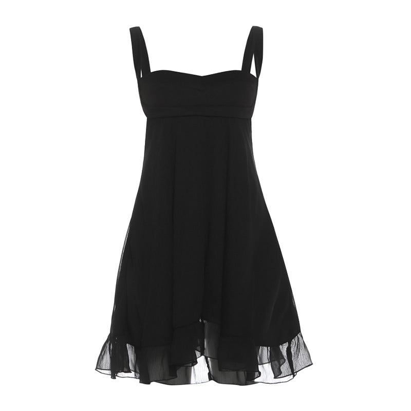 Damen Chiffonkleid mit fließendem Saum und herzförmigem Ausschnitt EB