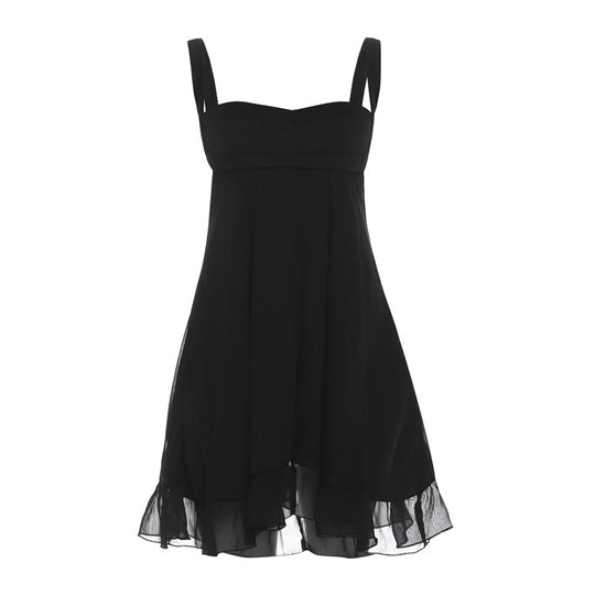 Damen Chiffonkleid mit fließendem Saum und herzförmigem Ausschnitt EB