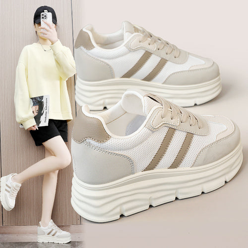 Damen Sportliche Plateau Sneakers mit atmungsaktivem Mesh-Obermaterial und dämpfender Laufsohle EB