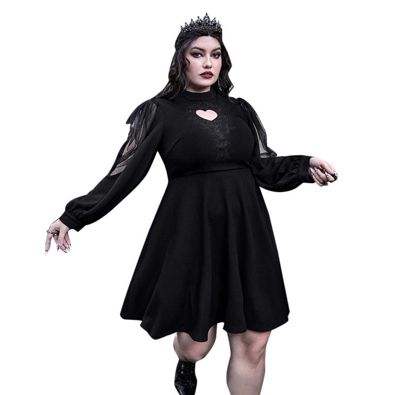 Damen verspieltes Kleid mit herzförmigem Ausschnitt und transparenten Puffärmeln EB